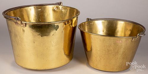 Two large brass buckets, 19th c.