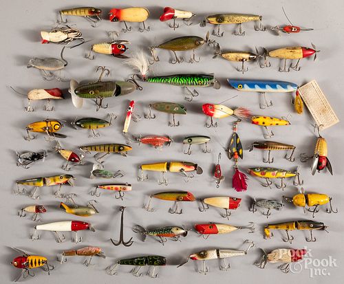 Group of wood and vintage plastic fishing lures