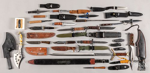 Group of modern knives and swords