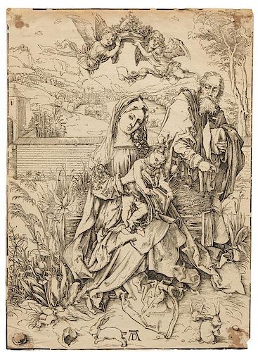 Albrecht Durer, (German, 1471-1528), The Holy Family with three Hares, c. 1496