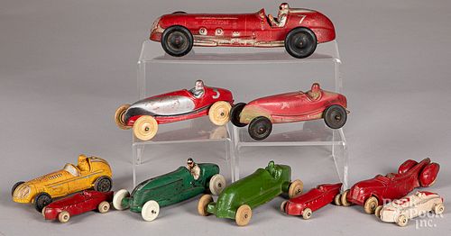 Collection of ten hard rubber toy race cars