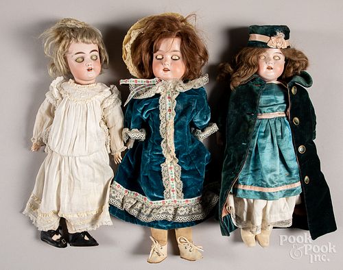 Three German bisque head dolls