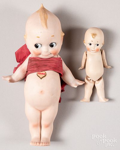 Two all bisque Rose O'Neill Kewpie dolls