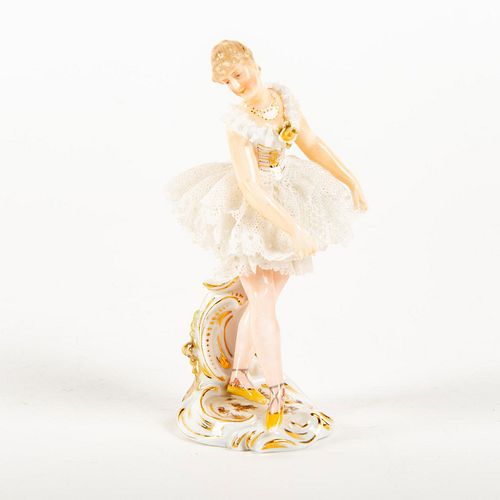 German Porcelain Mini Lace Figurine, Ballerina