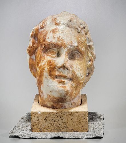Life-sized Greek Marble Head of Youth 