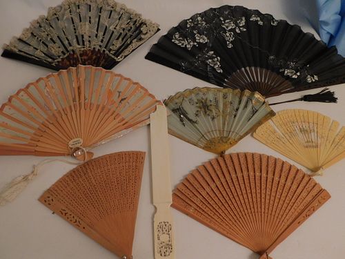 7 ASSORTED OLD HAND FANS