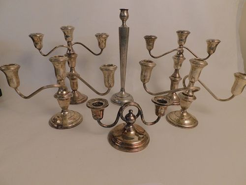 6 WEIGHTED STERLING SILVER CANDLESTICKS