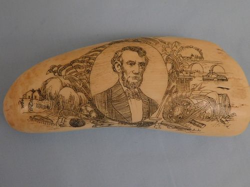 LINCOLN SCRIMSHAW WHALE TOOTH