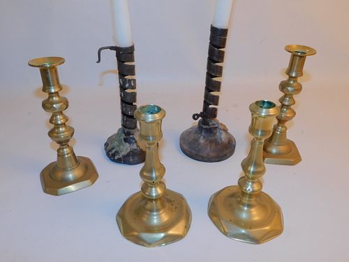 LOT EARLY CANDLESTICK HOLDERS 