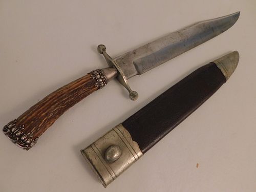 ANTIQUE SHEFFIELD STAG BOWIE KNIFE 