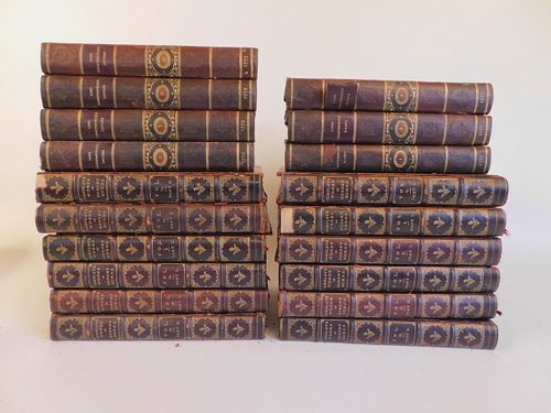 2 SETS LEATHER BOOKS: BURNS & CHESTERFIELD