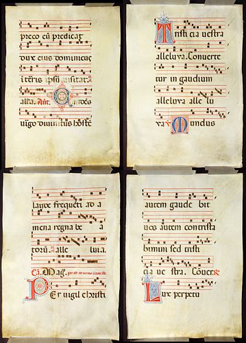 Illuminated Antiphonal Vellum Hymnal Sheets