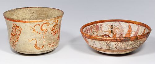 Pre-Columbian Mayan Style Pottery Bowls
