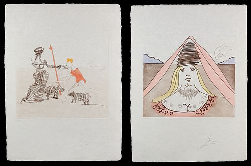Salvador Dali (Spanish, 1904-1989) 'Pastorale' and 'The Lady Dulcinea' Color Etchings