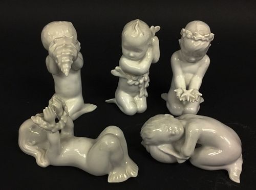 5 B&G Blanc de Chine Sea Children Figurines