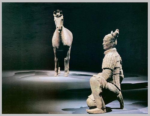 Figure of a Kneeling Archer & His Horse