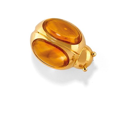 Pomellato - A 18K yellow gold and quartz brooch, Pomellato