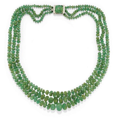 A 18K white gold and emerald necklace