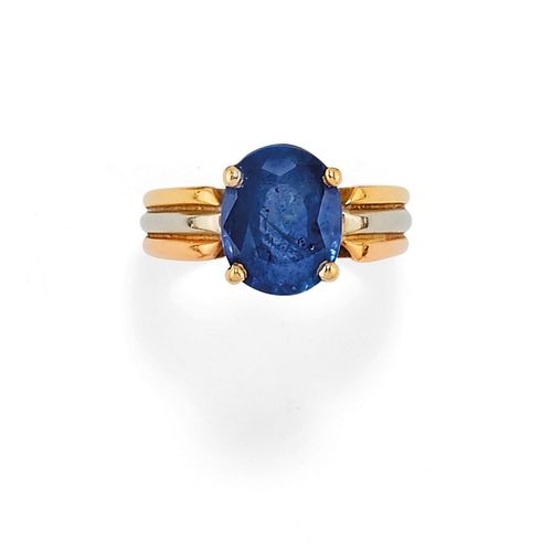 A 18K two-color gold and sapphire ring