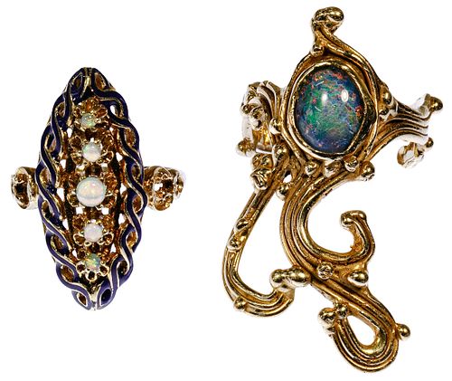 14k Yellow Gold and Opal Rings