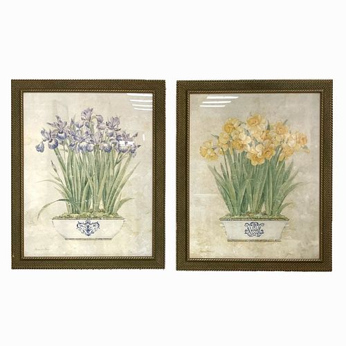 Pair of Floral Prints on Board