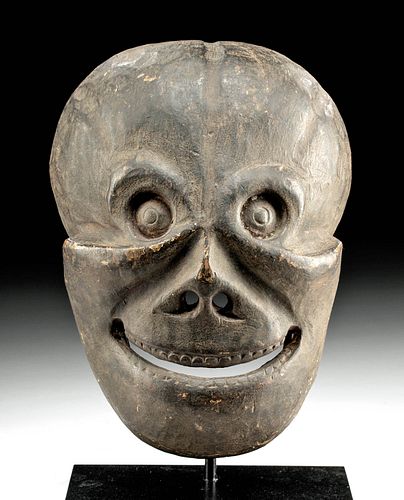 19th C. Tibetan Wood Mask Citipati Skeletal Deity