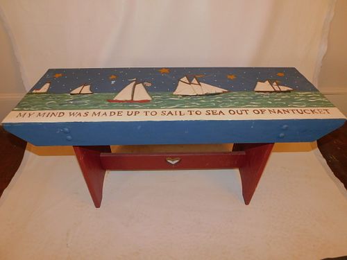 NANTUCKET PAINTED BENCH 