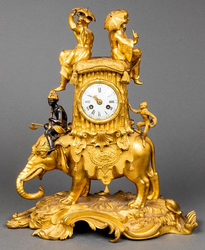 Louis XV Style Chinoiserie Gilt Bronze Clock