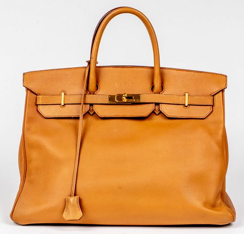 Hermes Tan Leather Birkin 40cm Handbag