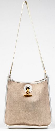 Hermes White Canvas And Leather Vespa Bag