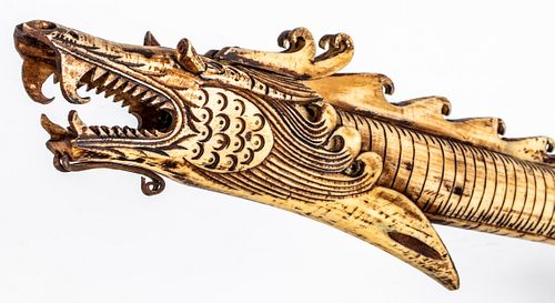 Chinese Carved Bone Dragon Form Dart Gun