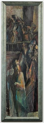 Paul Shimon "Dark Figures" Oil on Board