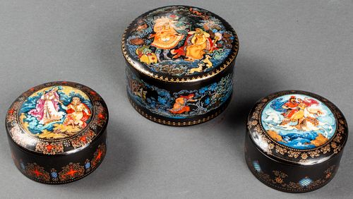 Russian Porcelain Jewelry Boxes, Group of 3