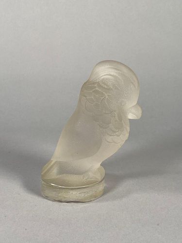 Molded and Frosted Glass Mascot.Signed M.Model