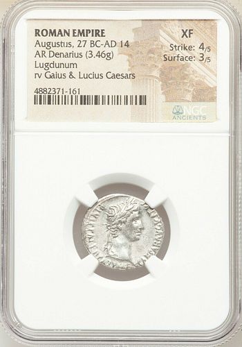 Ancient Augustus (27 BC-AD 14). Silver denarius 