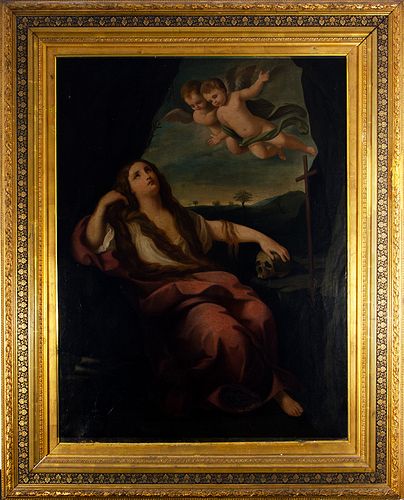 Escuela española del siglo XVIII. Seguidor de Guido Reni. "Magdalena penitente".