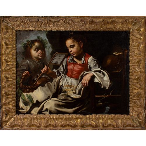Eberhard Keil o Monsù Bernardo (Helsingör, 1624-Roma, 1687) "Dos niñas jugando o Alegoría del Verano o del Otoño"