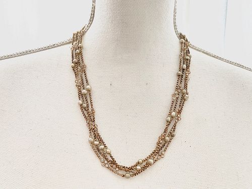 Victorian Natural Pearl Diamonds Necklace