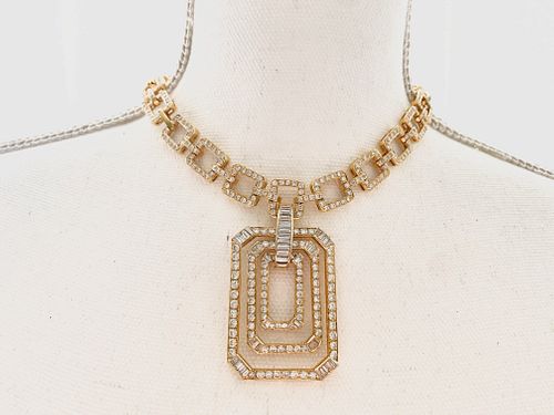 18K Diamond Square Necklace