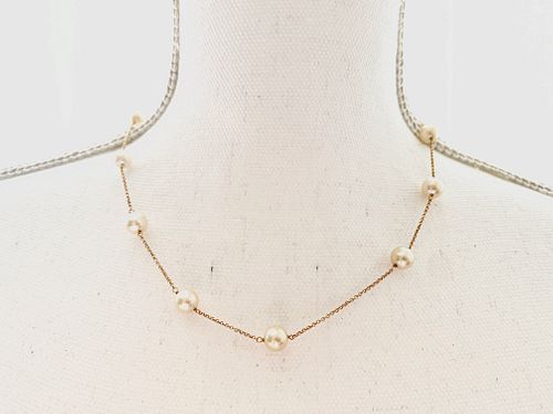 18K Cultured Pearl By The Yard Necklace