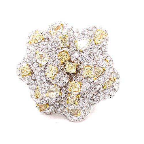 SAVALETTI 18K White & Fancy Yellow Diamond Ring