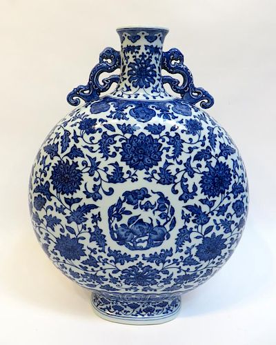 Large 19th C. Blue & White Porcelain Vase