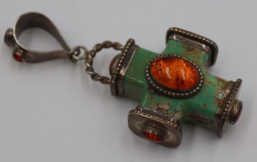JEWELRY. D. Troutman Sterling, Turquoise and Amber