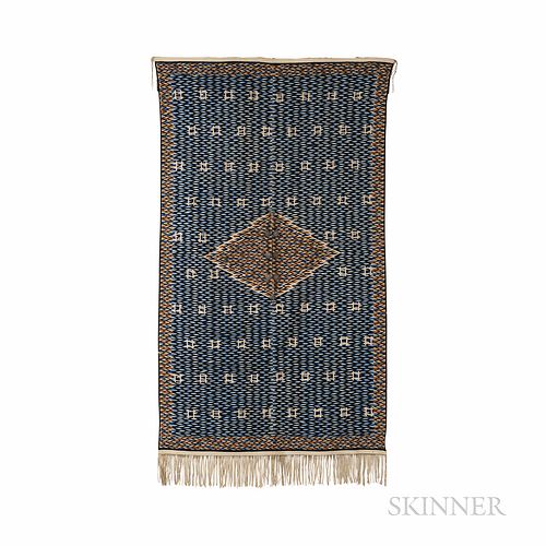 Mexican Saltillo Serape Textile, late Maximillian period, finely and tightly woven in two panels joined at the center, with a slit in t