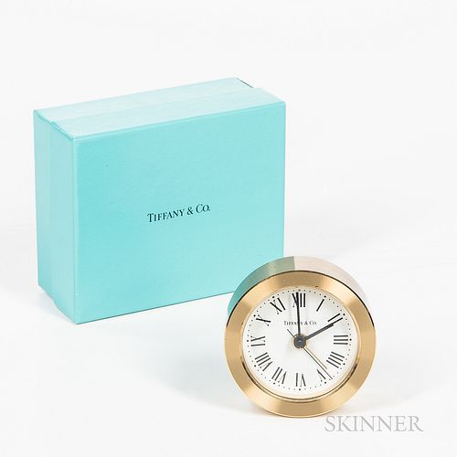 Boxed Tiffany & Co. Brass Alarm Clock.