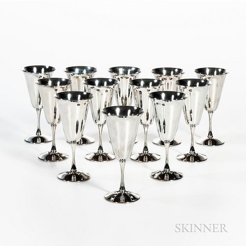 Set of Twelve Silverplate Goblets, marked F.B. Rogers, 20th century.
