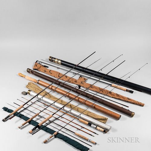 Group of Fly Fishing Rods, including examples by Orvis, Powell, and Sage with their original bags and tubes; comprising overall eight r