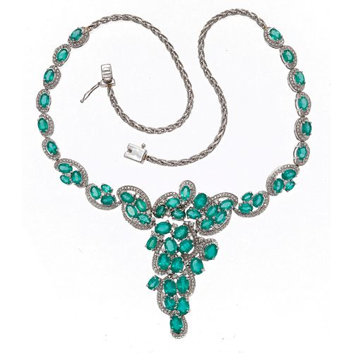 M. Christoff Emerald, Diamond, 18k White Gold Necklace