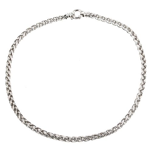 A Classic 18K White Gold Braided Link Necklace