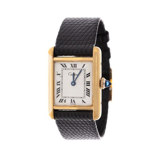 A Cartier Tank Wrist Watch with Strap & Box